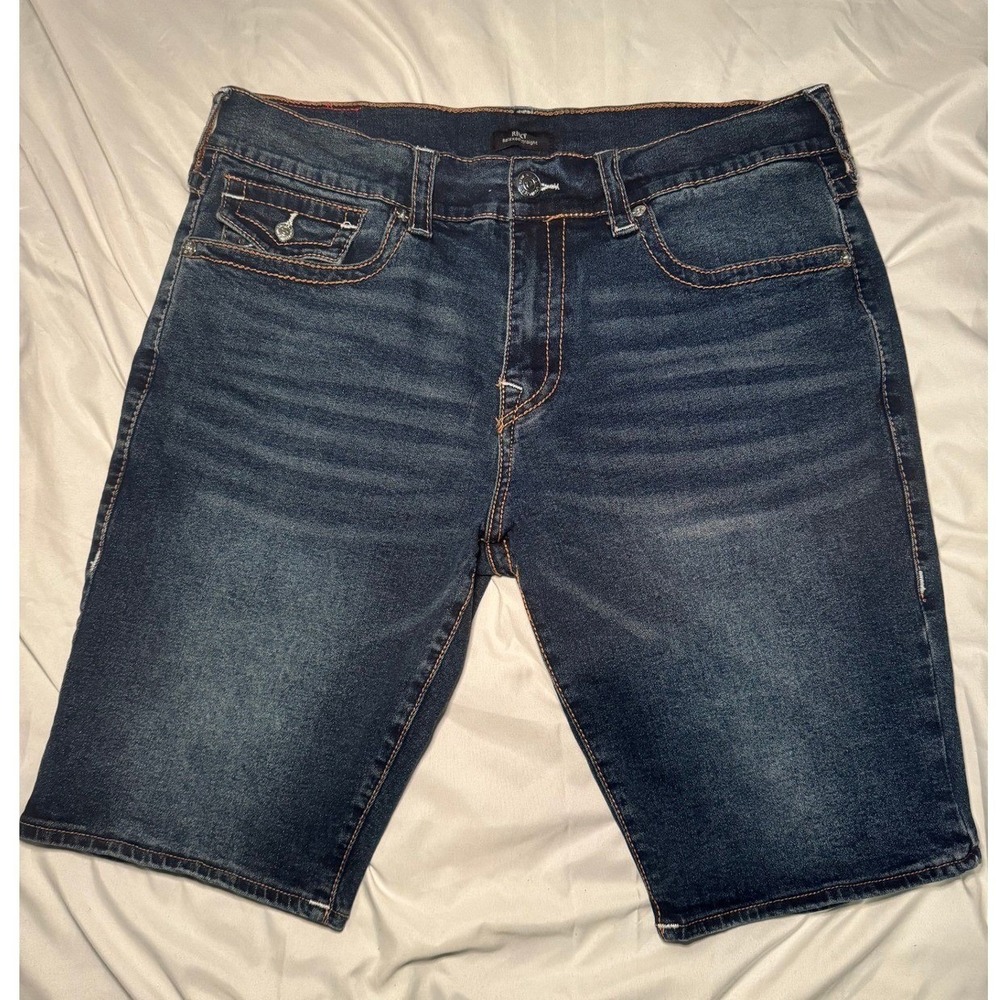 True Religion Denim Shorts Mens 36 Blue Relaxed Straight Ricky